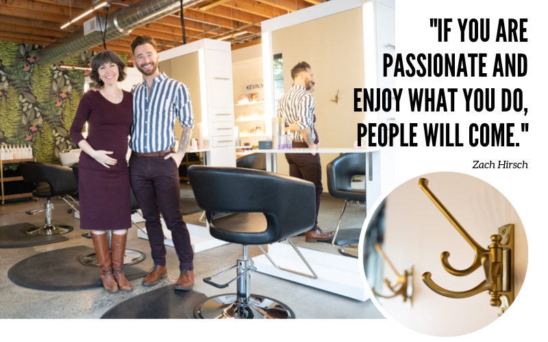 Aveda Institute Portland Alumni and Co-owners, Harris Zachary Hirsch and Julie Harper opened their own salon. "If you are passionate and enjoy what you do, people will come."