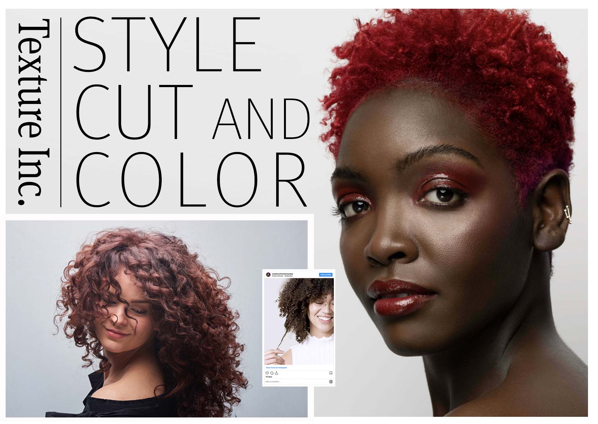 Image of Aveda texturized program with images of curly haired women