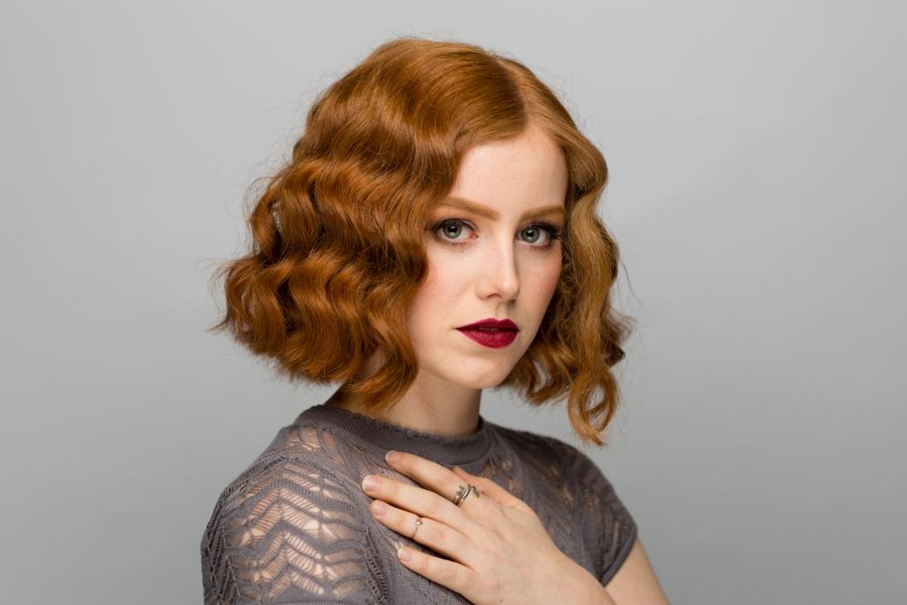 hair, makeup, style, photoshoot, fingerwaves, student work, red hair