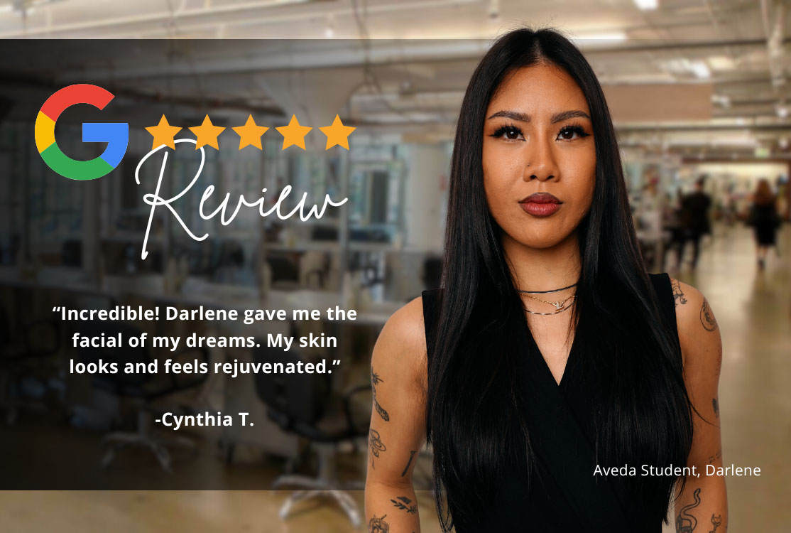 Image of a Google review from a guest at Aveda Institute Portland