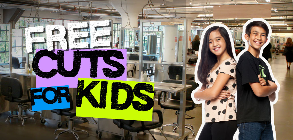 image of cuts for kids annual event with images of kids and student stylists