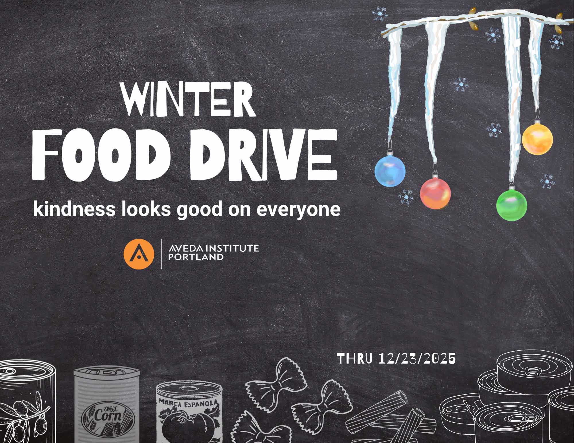 image of Aveda Institute Portland winter food drive to support families through local food pantries
