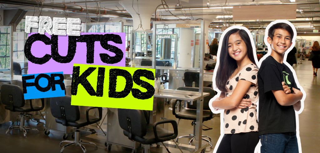 image of cuts for kids annual event with images of kids and student stylists