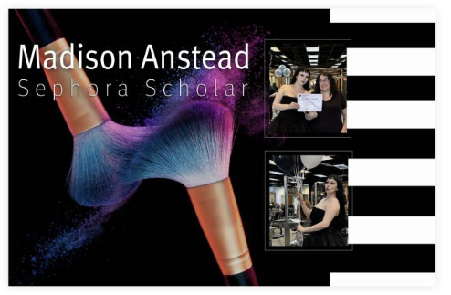 Image of a congratulations to an AIP student who was awarded the Sephora Scholarship