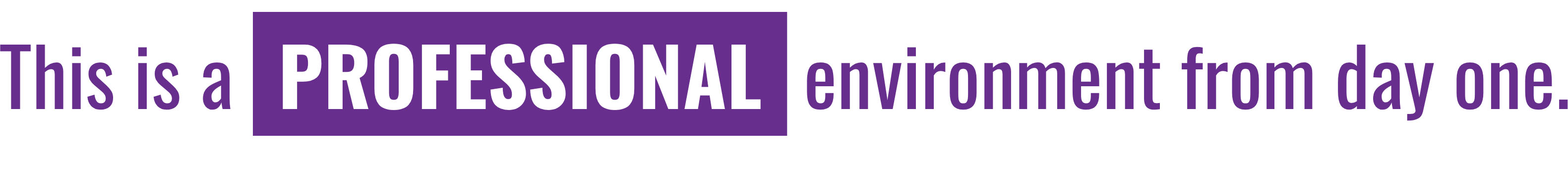 This is a professional environment from day one.