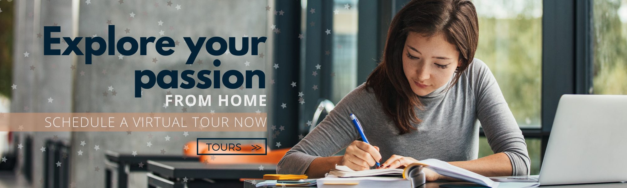 Explore your passion from home with our hybrid learning during covid 19. Take a virtual tour today with our admissions team.