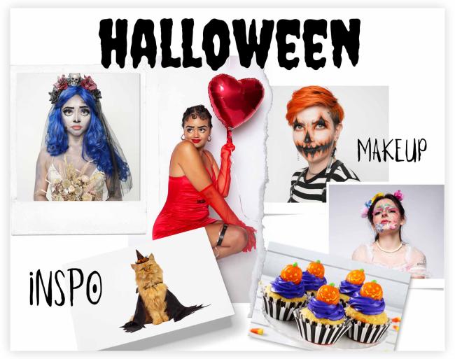 Image of student and instructor Halloween makeup and costumes