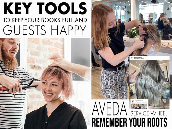 AIP August Blog image of stylists with title key tools to keep your books full and your guests happy
